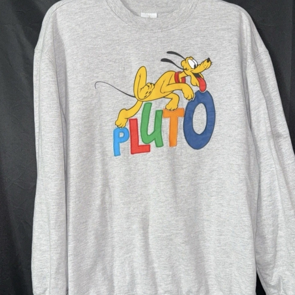 Disney Parks Pluto Sweatshirt Size Medium Unisex Crewneck 90's Vintage Style
